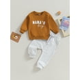 thumbnail image 3 of Elippeo Toddler Boy Autumn Clothes 6M 12M 18M 24M 3Y Letter Print Long Sleeve Sweatshirt Elastic Waist Pants 2Pcs Outfit, 3 of 10