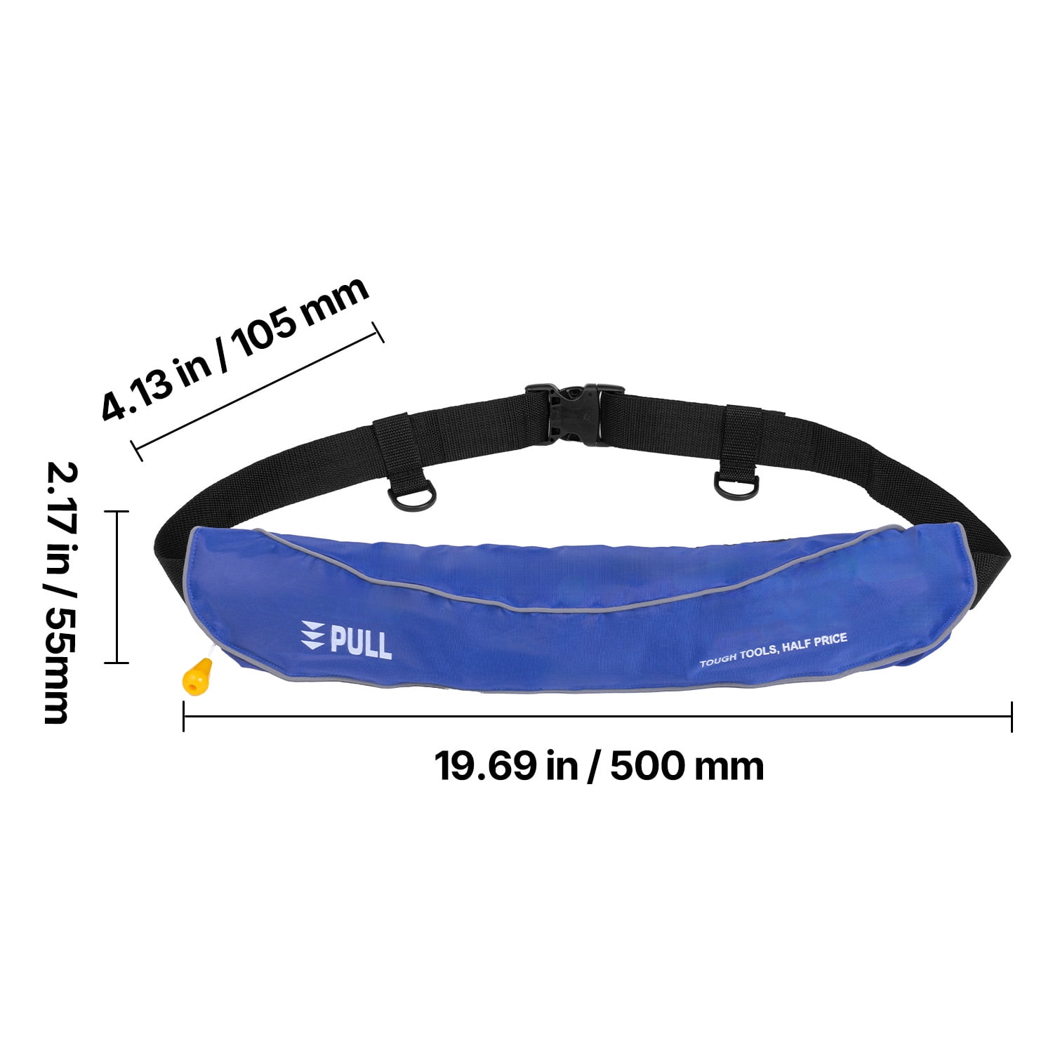 KFFKFF Adult's Manual Inflation Belt Pack, 105N Buoyancy,Suitable for Over 80 Pounds and Waist Up to 59 in Adjustable, Inflatable PFD Belt for SUP Paddleboarding,Kayaking,Blue (CO2 Cylinder Excluded)