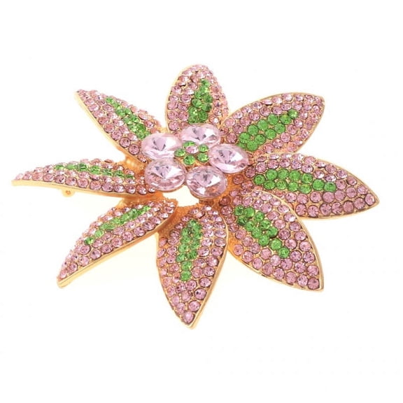 Large Crystal Flower Brooch