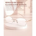 thumbnail image 2 of LUFF Rimless Reading Glasses for Women Blue Light Blocking Lightweight Metal Classic Computer Readers Anti Eyestrain Case, 2 of 8
