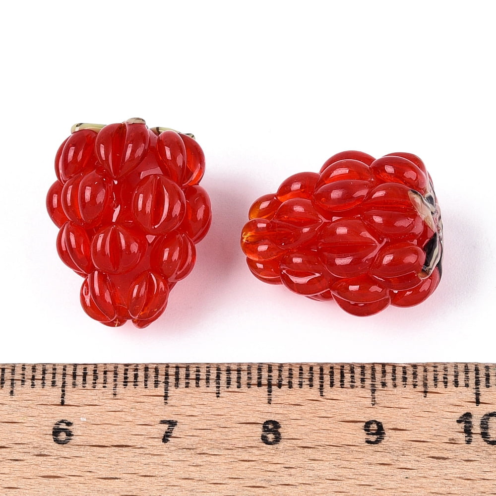20 pc Handmade Lampwork Beads Raspberry Crimson 18~20x14~17mm