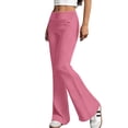 thumbnail image 5 of Womens Yoga Pants with Pockets No Front Seam High Waisted Flare Leggings Bell Bottom Yoga Dress Pants Seamless Bootcut Pants Pink XL, 5 of 7