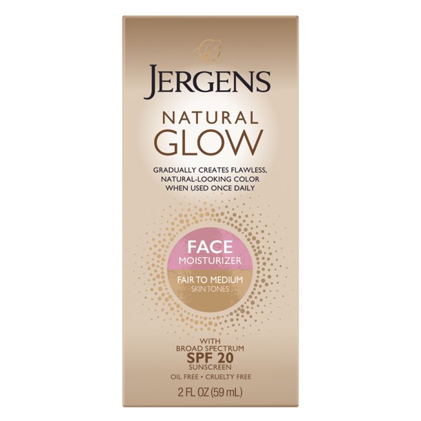 Jergens Natural Glow Sunless Tanning Face Moisturizer Lotion for Fair