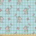 thumbnail image 2 of Ambesonne Cartoon Fabric by the Yard Upholstery, Elephants and Butterflies, 1 Yard, Pale Blue Pearl Pale Pink, 2 of 5