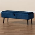 thumbnail image 3 of Baxton Studio Banc de Rangement en Bois Fini Bleu Marine et Brun Foncé, 3 of 12