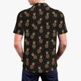 thumbnail image 3 of Balery Gold Glitter Pineapples Printed Men’s Short Sleeve Polo Shirt, Midweight Men's Shirt,Golf Polo shirts -Medium, 3 of 8