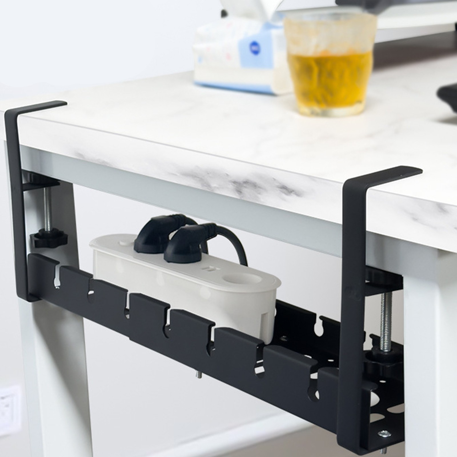 Not Drill Retractables Cable Management Tray Under Desk 20.47Inch Length Child & Pet Safe Wire Organizers