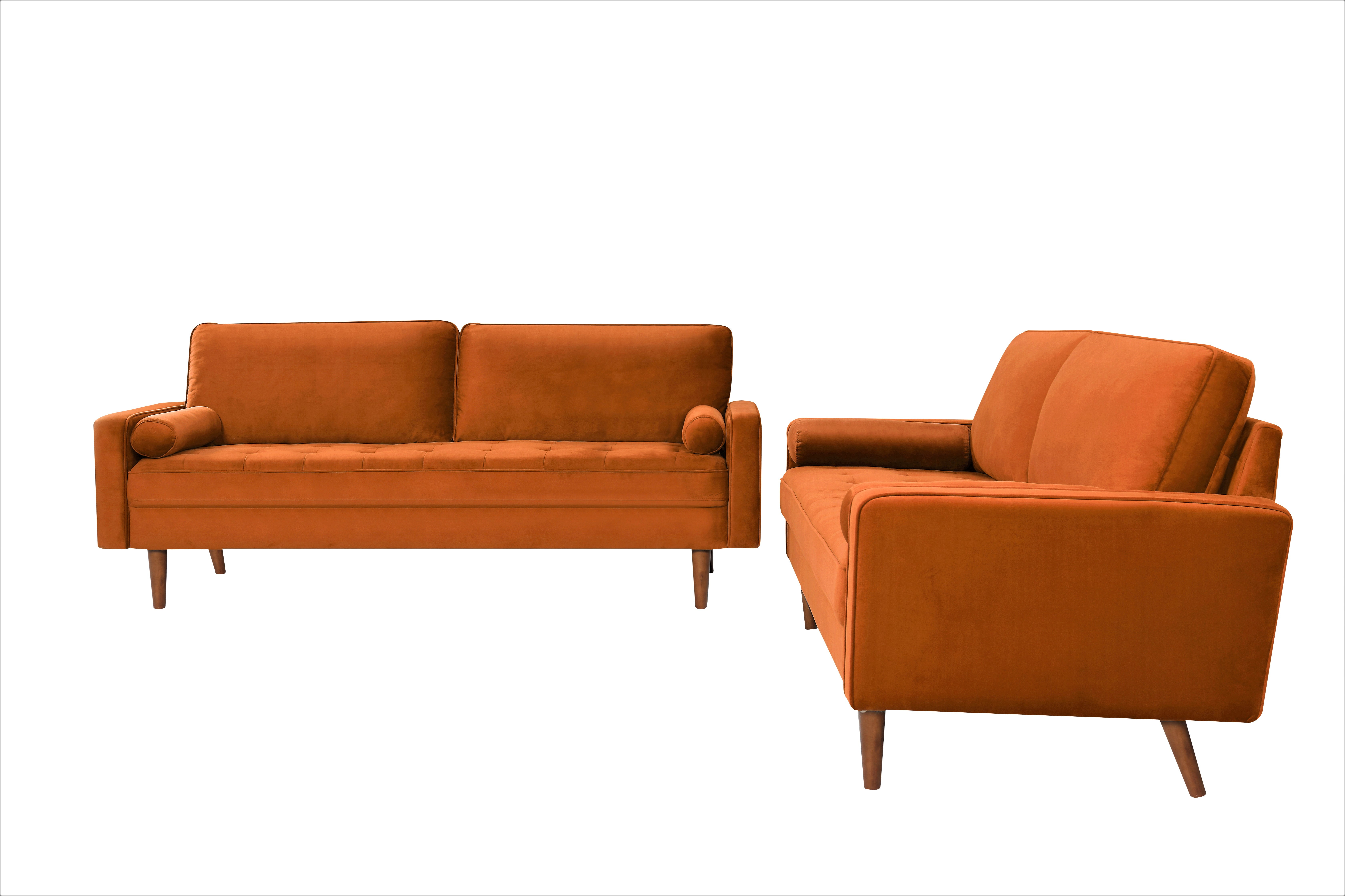 Uspridefurniture 2 Piece Modern Polyester Sofa And Loveseat Set Orange