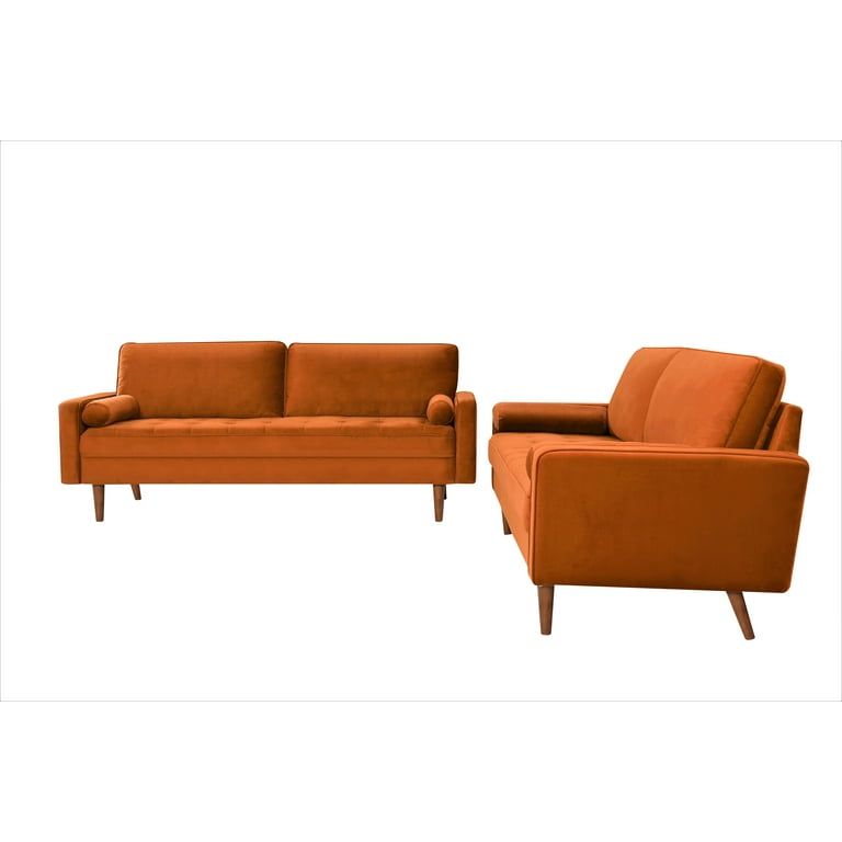 【Orange】LILLE SOFA 2P Serena Top Grain Full Leather 2-Piece Left Bumper Chaise