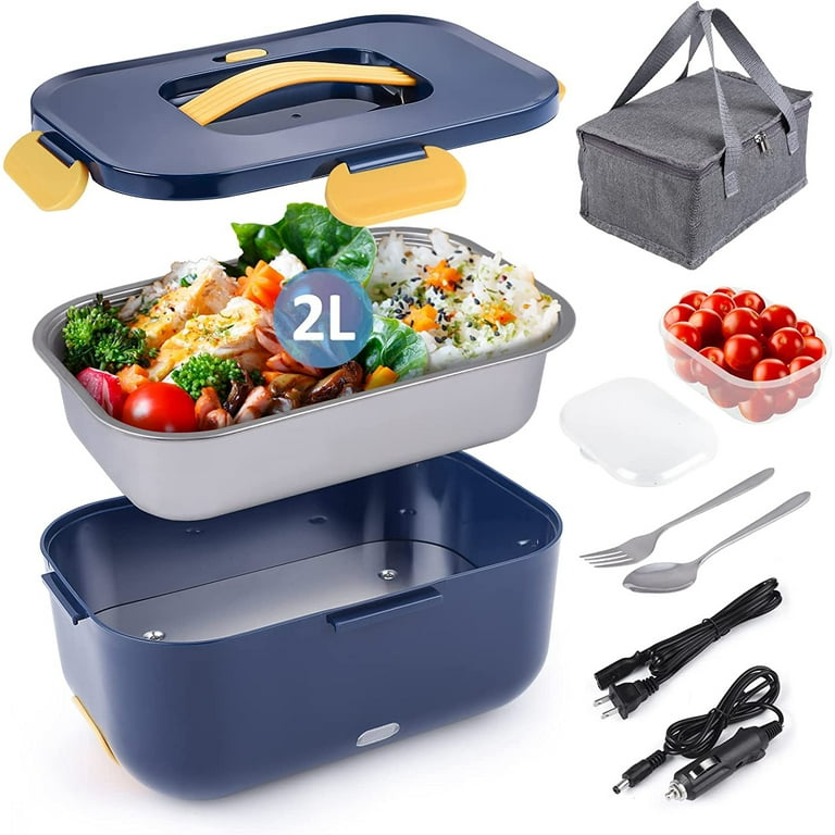 Vigor Heated Lunch Box 800 ml Self Cooking Electric Lunch Box, Portable Food Warmer for On-The-Go 2 Layers - Style: 1 Set