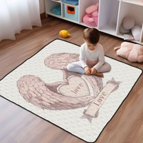 WOBOGO Vintage Illustration Of Wings Baby Playmats Extra Large Waterproof Rollable Activity Pads for Toddlers 50×50inch