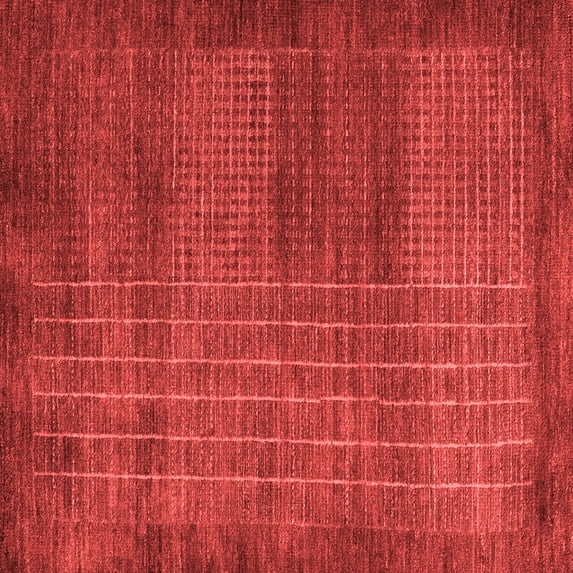 Ahgly Company Machine Washable Indoor Square Abstract Red Modern Area Rugs, 7' Square