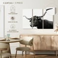 thumbnail image 4 of Elephant Stock Monochrome Longhorn Wall Art - Horizontal Multi Panel Canvas - 3 Pieceliving Room Wall Decor - Photography Animal Multi Panel - Black And Gray Decor - 45" x 28", 4 of 4