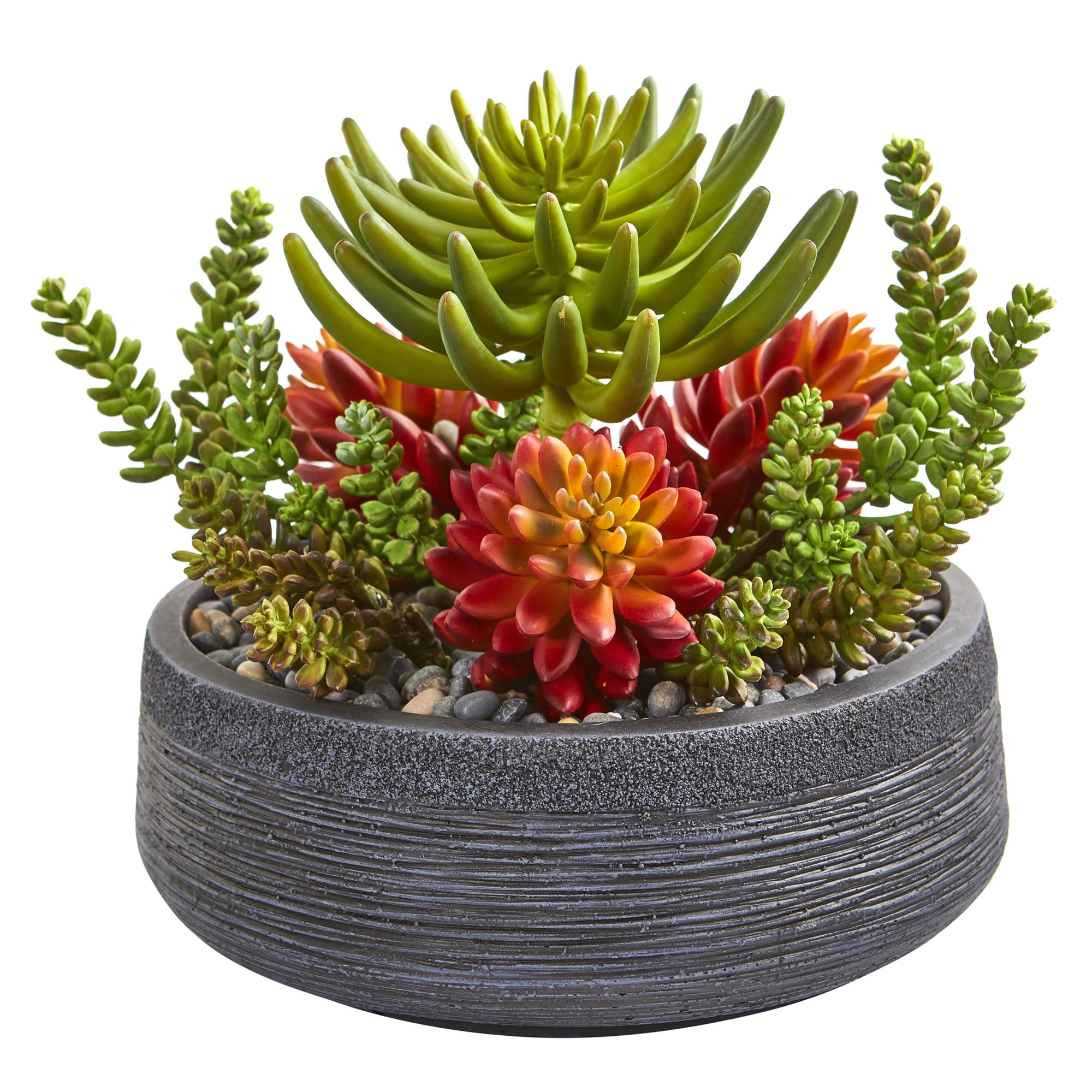 Nearly Natural 12? Succulent Garden Artificial Plant in Bowl Walmart
