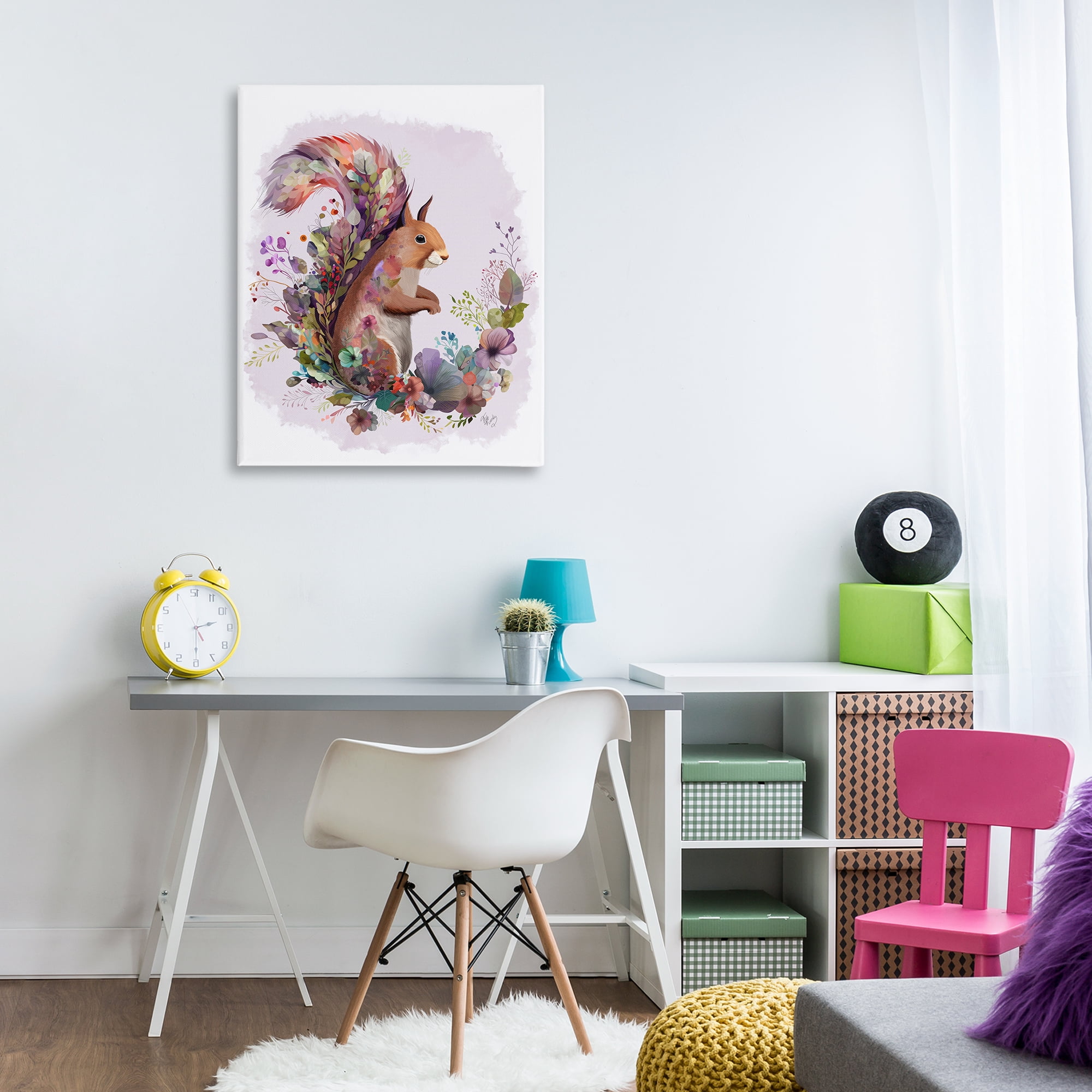 Stupell Industries Squirrel & Floral Garland Animals & Insects Painting Gallery Wrapped Canvas Art Print Wall Art, 30 x 40