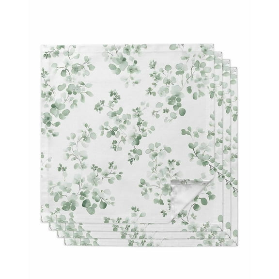 nqOlkjepod Tropical Foliage Cloth Napkins Set of 4 Reusable Dinner Napkins, Sage Green Botanical Spring Foliage Cocktail Napkin Washable Table Napkins for Wedding/Holiday Party/Baby Shower 20"x20"