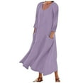 thumbnail image 2 of Robes de Printemps pour Femmes Robe d'Été 2023 Décontractée Mode Coton Uni et Manches Courtes Mi-Longue, 2 of 7