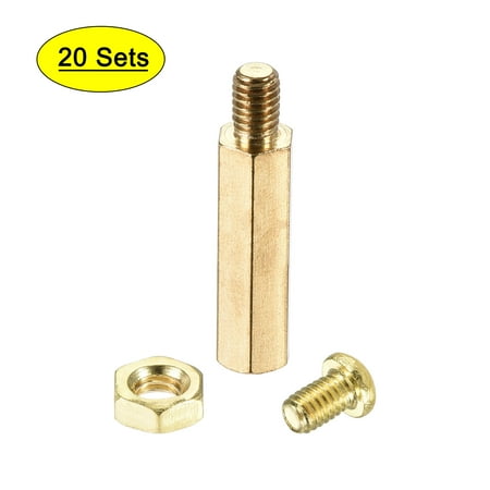 

Uxcell Brass Male-Female Hex Standoff Screw Nut Kit 20 Sets 21mm+6mm
