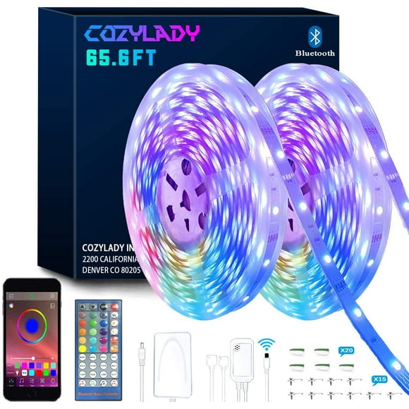Bluetooth LED Strip Lights 65.6FT - LED Light Strips Controlled by Smart Phone APP - Music Sync LED Lights Strip for Bedroom Decor, Room Decor锛孋hildren's Room