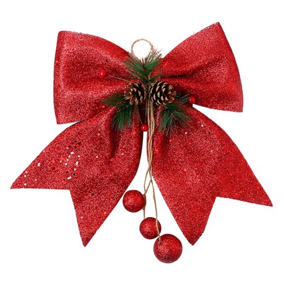 Christmas Bows with Pine Cones for Wreath Garland Decoration Xmas Tree Topper