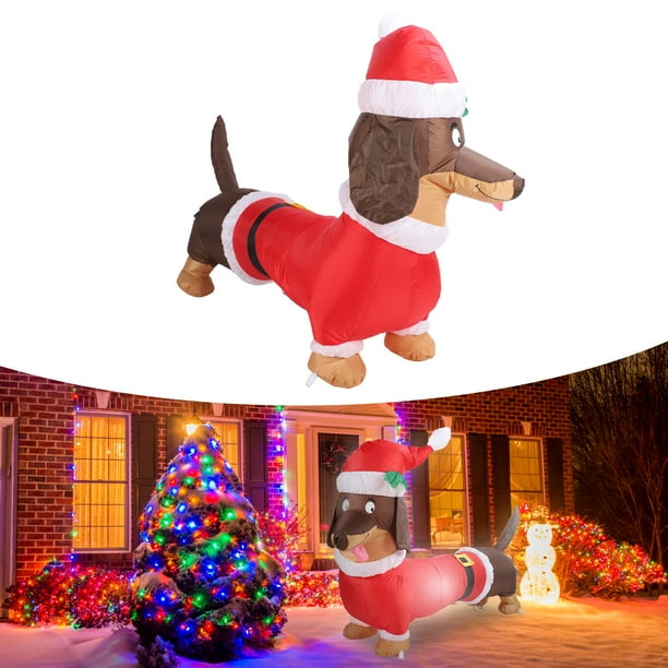 Perro Weiner Inflable Iluminado 1,5 Metros Dachshund Decoración Navideña Interior Al Aire Libre