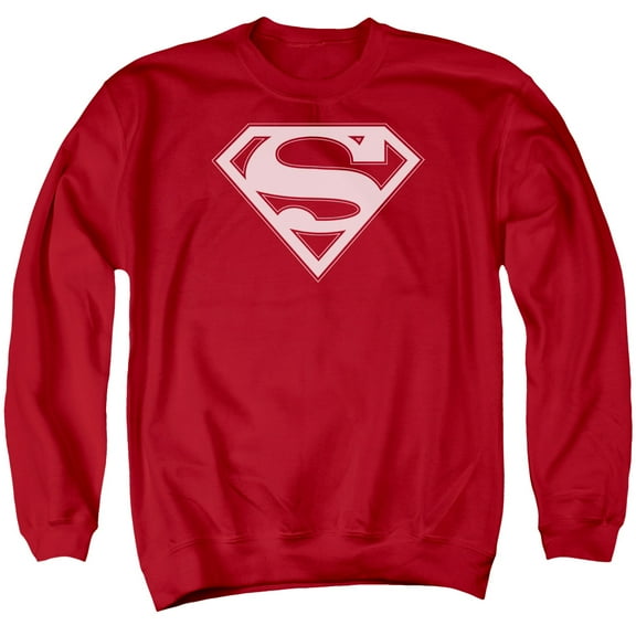 Superman Red &Amp; White Shield Adult Crewneck Sweatshirt Red
