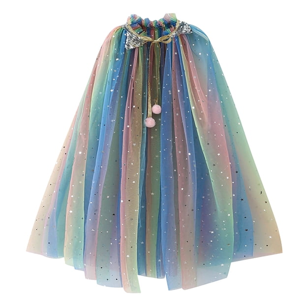 Capa De Princesa De Tul Con Lentejuelas Y Varita Mágica – Disfraz Brillante Para Niñas De 6 A 10 Años