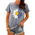 thumbnail image 3 of Xuanfei Women Butterflies Daisy Graphic Print Round Neck Short Sleeve T-Shirt, 3 of 8