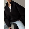 thumbnail image 4 of Womens Sweatshirts Half Zip Cropped Pullover Quarter Zipper Hoodies 2025 Fall Fashion Outfits Black (Thick) L, 4 of 9