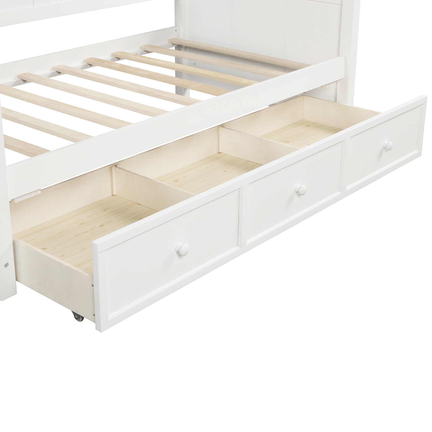Gewnee Solid Wood Twin Size Daybed with Three Drawers,Storage Daybed for Kids,White
