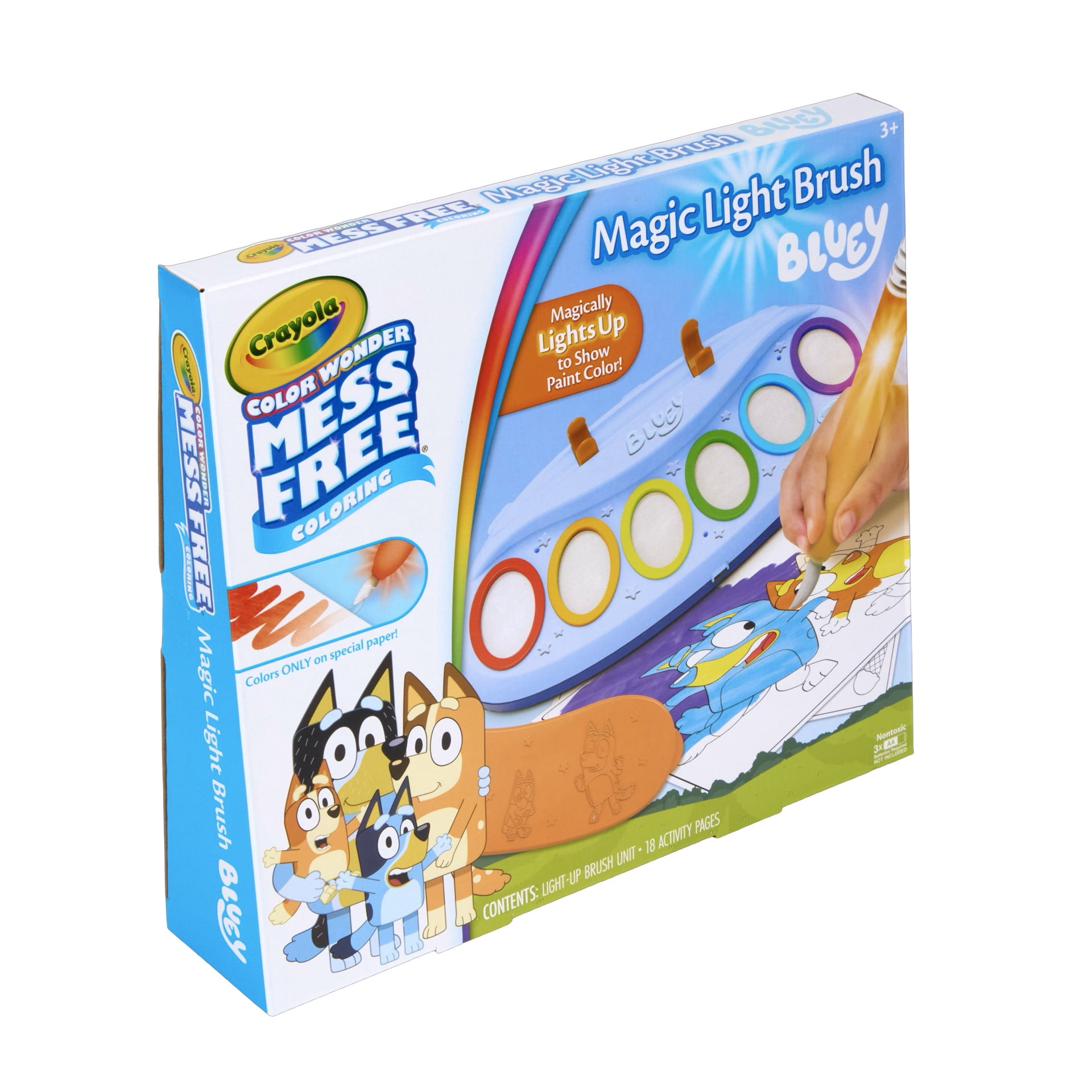 Crayola Color Wonder Bluey Magic Light Brush, Mess Free Kids Painting Set, Toddler Activities, Educational Toys, Easer Gifts for Ages 3 & Up