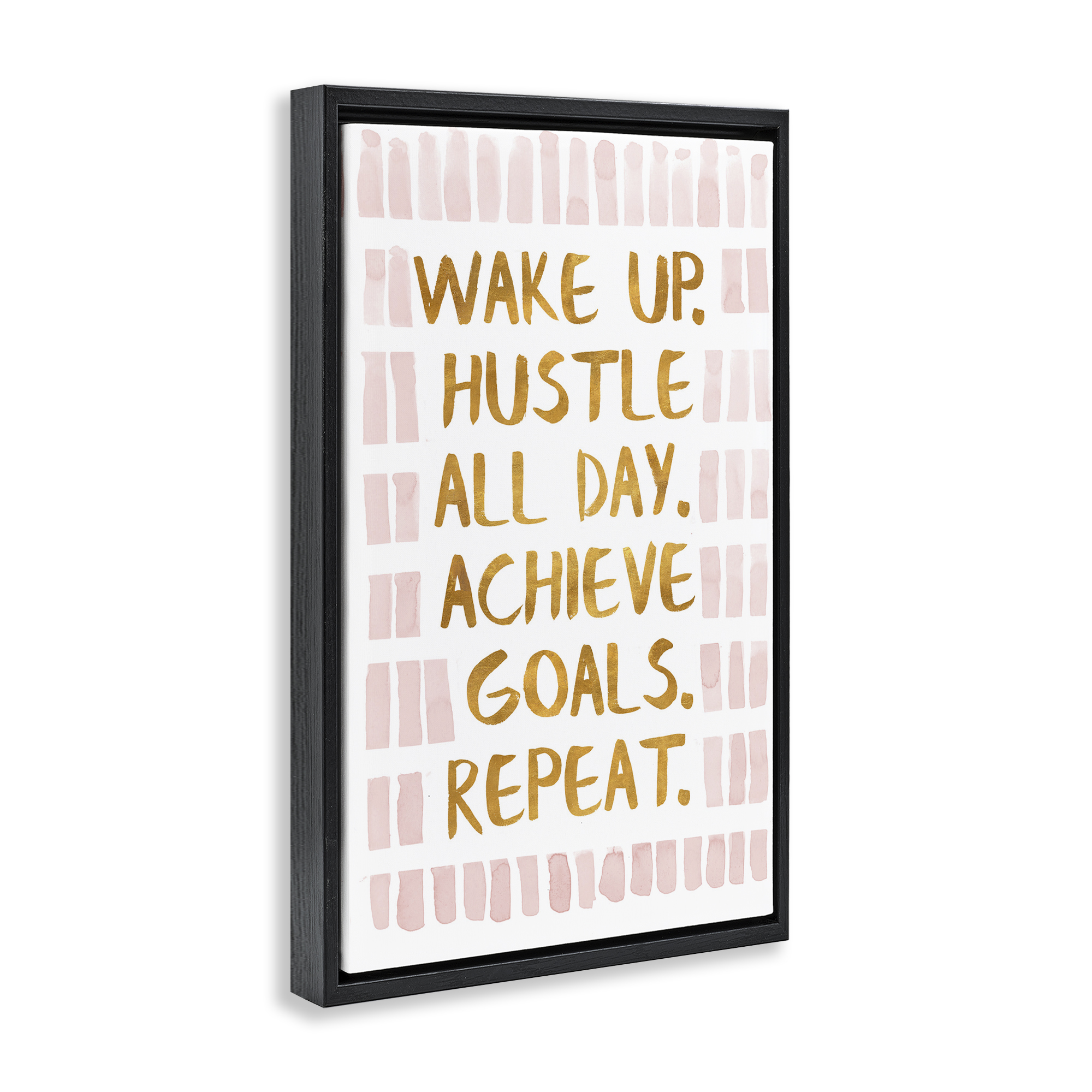 Stupell Industries Wake Up & Hustle Typography Painting Black Floater Framed Art Print Wall Art, 17 x 25