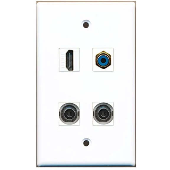 RiteAV - 1 Port HDMI 1 Port RCA Blue 2 Port 3.5mm Wall Plate