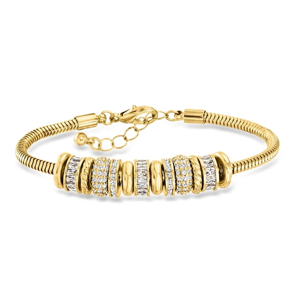 Ross-Simons Luxe Look 14kt Yellow Gold-Plated Bead Charm Bracelet With 5.88 ct. t.w. Czs, Women's, Adult