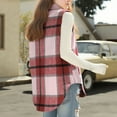 thumbnail image 5 of Girls Sleeveless Plaid Jacket Lightweight Button up Vests Casual Color Block Comfy Fall Winter Outerwear New Sleeveless Vests for Girls Plus Size Red 14-15 Years, 5 of 8