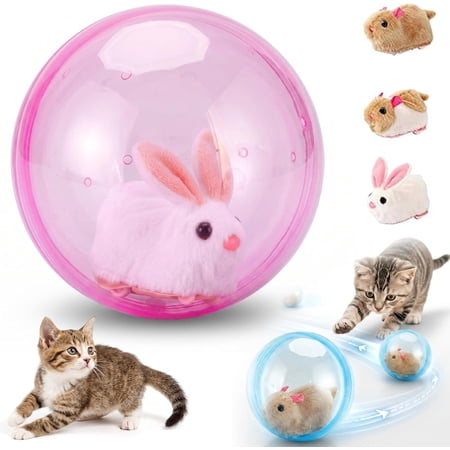 Auto-Rolling Ball with Mouse Hands-Free Play, 2026 Smart Self-Rolling Interactive Cat Toy, 360° Spin Obstacle Avoidance Ball with Built-in Plush Mouse for Indoor Cats