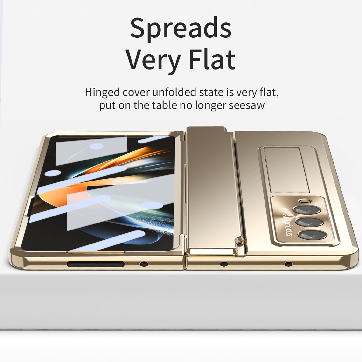 for Samsung Galaxy Z Fold 4 Case Magnetic Hinge Protection Built-in S Pen Holder with Front Glass Kickstand All-Inclusive PC Shockproof Case Wireless Charging for Samsung Z Fold 4 5G 2022, Gold
