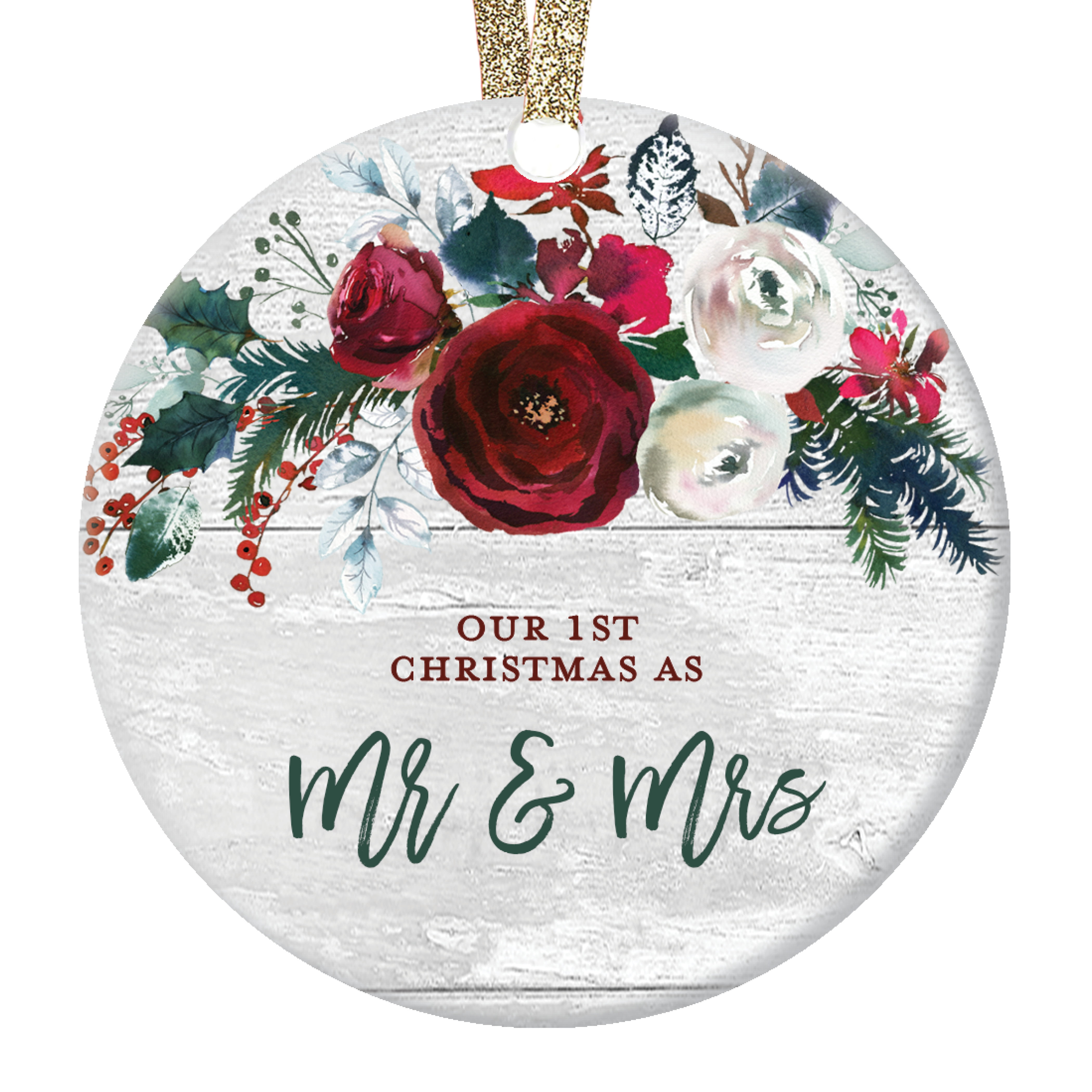 1st Christmas Married Modern Farmhouse Mr & Mrs Ornament 2019 wood slice ornament 3 First Gift for Newlywed Couple Bride Groom Rustic Present Keepsake Present