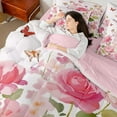 thumbnail image 4 of Castle Fairy Pink Floral Rose Bedding Comforter Set 7-Piece for Teens Female Girls,Flying Butterflies King Bedding Sets,Spring Garden Ultra Soft Bed Sheets,Ultra Soft Home Decor,Reversible, 4 of 8