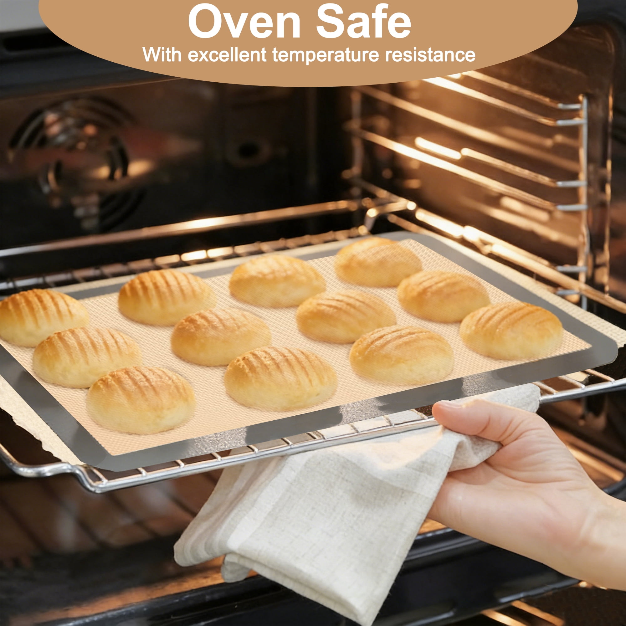 5pcs Non Stick Silicone Baking Mats, Reusable Silicone Baking Mat, Heat Resistant Baking Mat for Baking Cookies Pastries