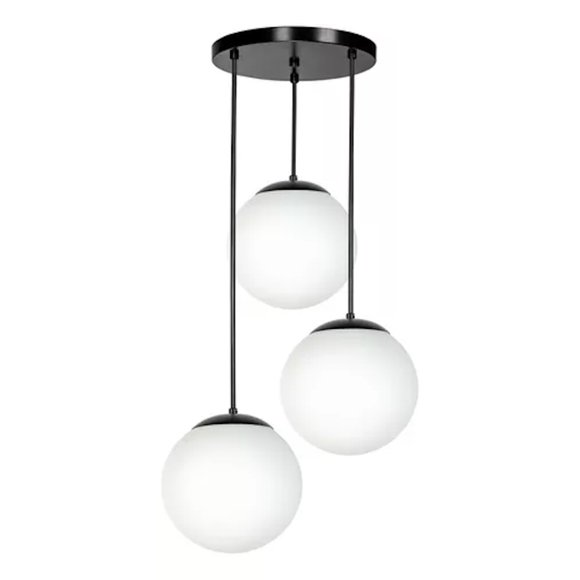 Luminario Colgante Vidrio Maxxi Tres Esferas Sopla Mate 20cm