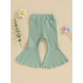 thumbnail image 4 of Douhoow Toddler Girl Ribbed Flare Pants 0-4 Years Baby Solid Color Elastic Bell Bottoms Ruffle Trousers, 4 of 8