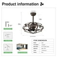 thumbnail image 4 of Industrial Ceiling Fan Light Kit for Living Room Bedroom Kitchen and Bladeless Caged Ceiling Fan with Lights, 4 of 21