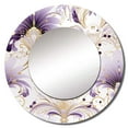 thumbnail image 2 of Designart "Art Deco Elegance In Purple & White II" Damask Rund Mirror For Wall Decor - Large Purple Round Print Mirror - Round Bohemian Mirror - Wall Mounted Round Large Mirror - 36" x 36", 2 of 6
