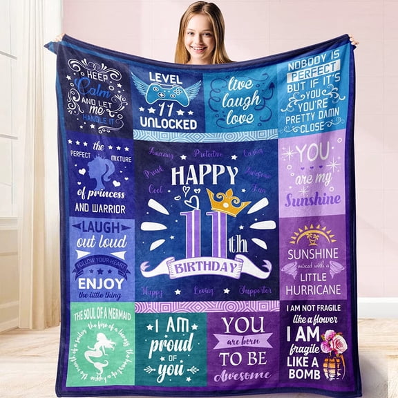 11 Year Old Girl Gift Ideas Blankets, Gifts for 11 Year Old Girls, 11 Year Old Girl Birthday Gifts, Birthday Gifts for 11-Year-Old Girls, 11th Birthday Decorations for Girls Throw Blanket 60"x 50"