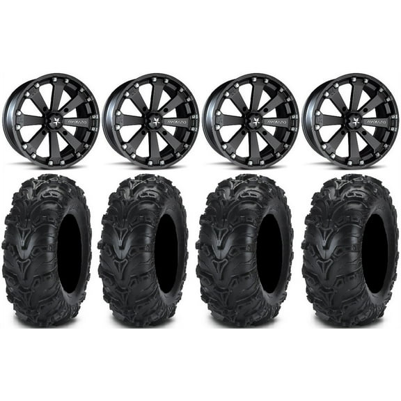 MSA Black Kore 14" ATV Wheels 27" Mud Lite II Tires Sportsman 550 850 1000