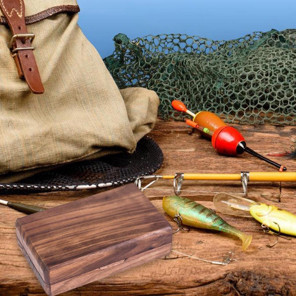 Osdhezcn Double Side Pockets Fly Fishing Box Containers Wood Fishing Tackle Box Fishing Tackle Hook Organizers Storage Case