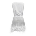 thumbnail image 5 of JBXKXYW Summer Dresses For Women 2024 Women's Solid Colour Vest Sexy Short Skirt Tassel Feather Short Skirt Two Piece Set Womens Dresses （White,XL）, 5 of 5