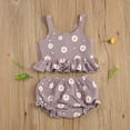 thumbnail image 3 of Listenwind Summer Lovely Toddler Baby Girls Clothes Sets Daisy Print Sleeveless Buttons Vest Tops Mini Shorts Outfit, 3 of 7