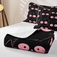 thumbnail image 4 of Manfei Cute Abstract Cat Quilt King, Cartoon Kitten King Coverlet Set, Black Pink, 3-Piece, 1 Bedspread and 2 Pillowcases, 4 of 7